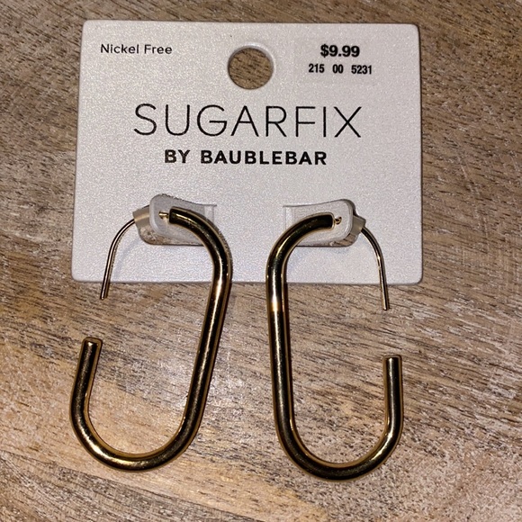 BaubleBar Jewelry - Sugarfix by Baublebar Gold Nickel Free Half Hoop Earrings - NWT Rare Style